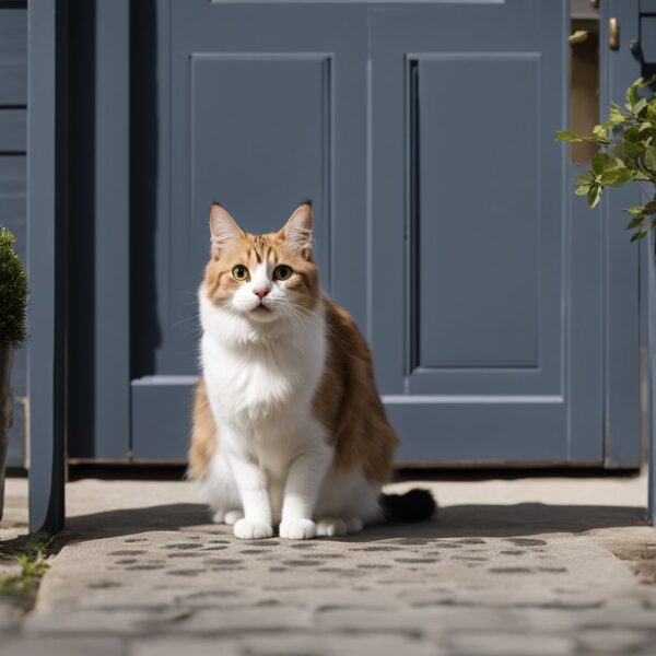 Cat sitting on front porch