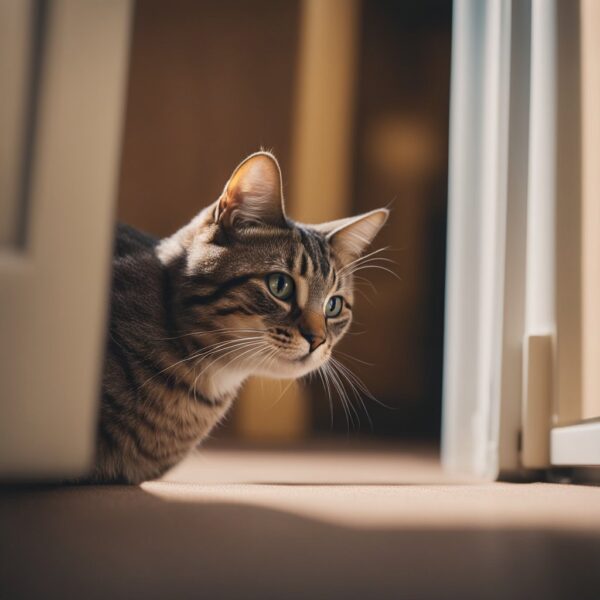 Cat looking into room