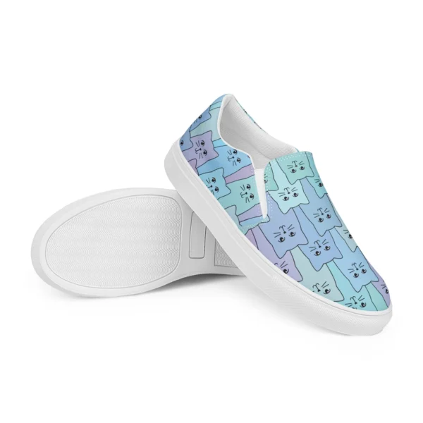 Happy Cat Slip On Canvas Shoes-Blue