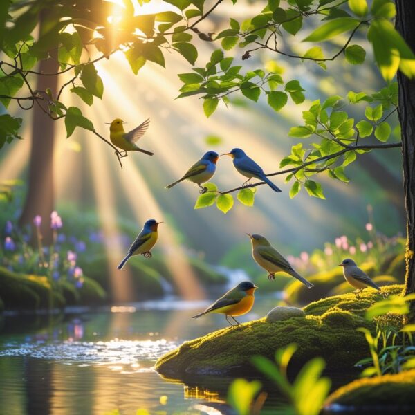 Birds in landscape