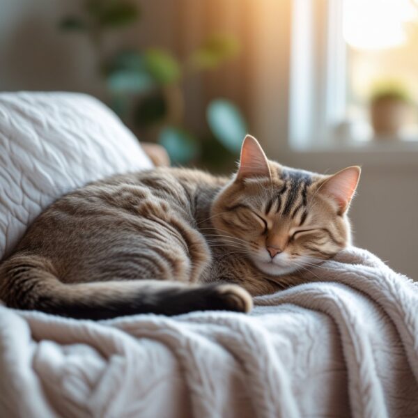 Cat sleeping on left side