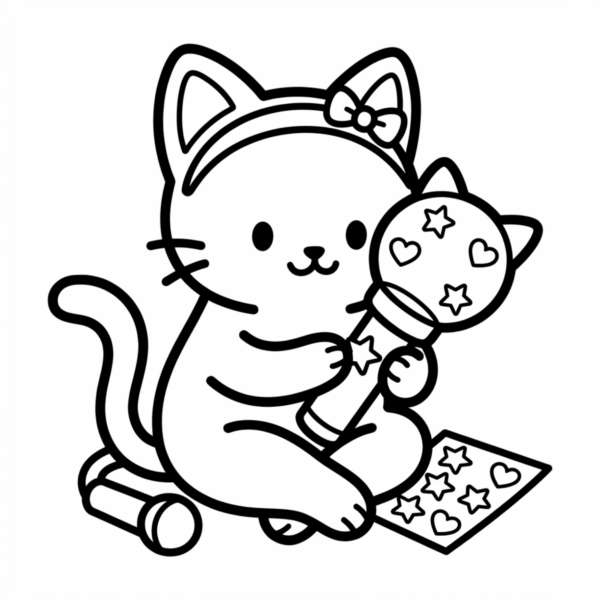 K-Pop Cat Coloring Page