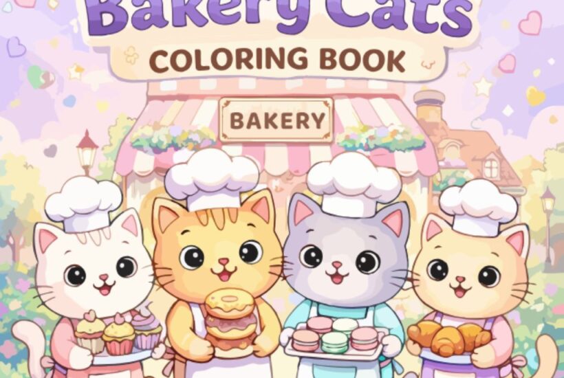 Sprinkle & Paws Bakery Cats Coloring Book cover. The first in the Little Cat Village Series